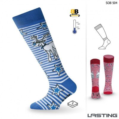 LASTING SOB modré dětské lyžařské ponožky | 24-28 (XXS)