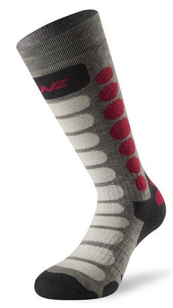 LENZ SKIING JUNIOR grey/pink dětské lyžařské ponožky