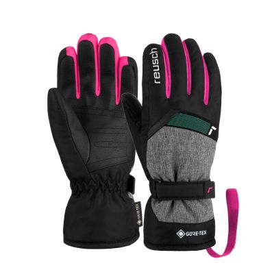 REUSCH FLASH GORE-TEX Junior black/black melange/pink glo dětské lyžařské rukavice  | 5, 6