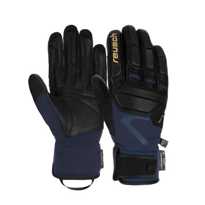 REUSCH PRO RC lyžařské rukavice black/dress blue/gold 22/23 | 9,5, 10
