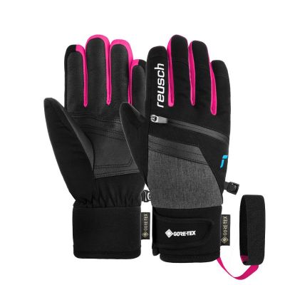 REUSCH TRAVIS GORE-TEX Junior black/black melange/pink glo dětské lyžařské rukavice  | 5,5