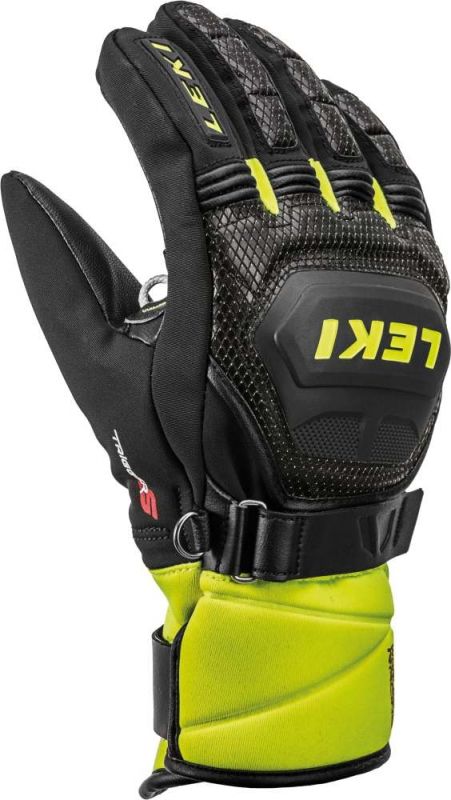LEKI WCR RACE COACH FLEX S GTX Junior black-ice lemon dětské lyžařské rukavice