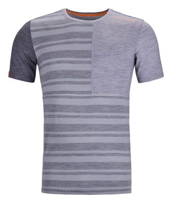 ORTOVOX 185 ROCK'N'WOOL SHORT SLEEVE M grey blend pánské tričko  | L, XL, XXL