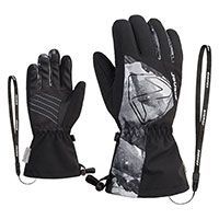 ZIENER LAVAL AS® AW JUNIOR black grey mountain print dětské lyžařské rukavice  | 4, 5,5
