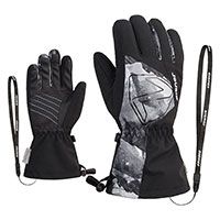 ZIENER LAVAL AS® AW JUNIOR black grey mountain print dětské lyžařské rukavice