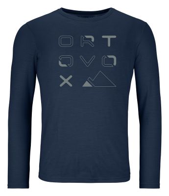 ORTOVOX 185 MERINO BRAND OUTLINE LS M deep ocean pánské tričko  | M, L