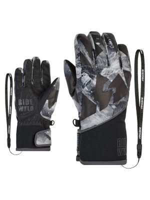 ZIENER LIWO AS® AW grey mountain print dětské lyžařské rukavice | 5, 5,5, 6,5