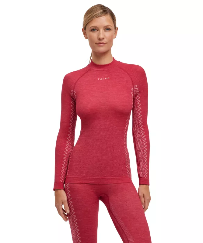 FALKE W LONG SLEEVE WOOL-TECH red dámské funkční tričko