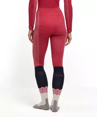 FALKE W TIGHTS WOOL-TECH red dámské funkční kalhoty