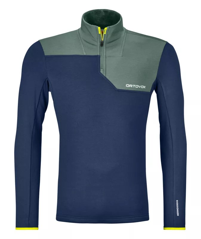 ORTOVOX FLEECE LIGHT ZIP NECK M deep ocean pánská mikina