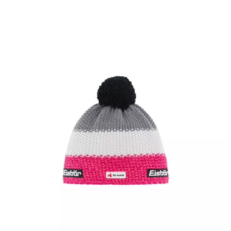 EISBÄR STAR POMPON SKA KIDS pink-white-grey dětská čepice Eisbär