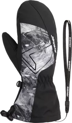 ZIENER LAVALINO-Z AS® AW MITTEN JUNIOR black grey mountain print dětské lyžařské rukavice | 3, 3,5, 4, 4,5, 5, 5,5