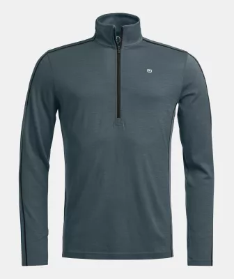 ORTOVOX M 185 ROCK'N'WOOL ZIP NECK dark arctic grey pánské tričko | M, XL