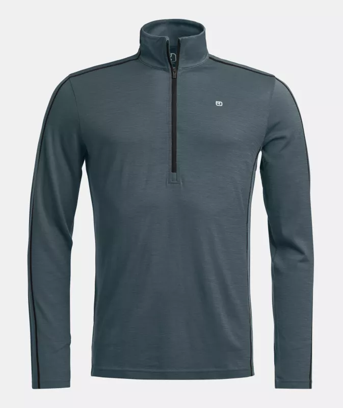 ORTOVOX M 185 ROCK'N'WOOL ZIP NECK dark arctic grey pánské tričko