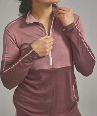 ORTOVOX W 185 ROCK'N'WOOL ZIP NECK white tea dámské tričko