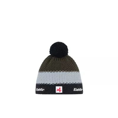 EISBÄR STAR POMPON MÜ SA KIDS schwarzmel-fjord-outdoorgreen dětská čepice 