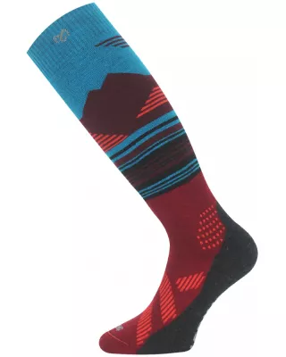 LASTING SSU modro-červené lyžařské ponožky  | 34-37 (S), 38-41 (M), 42-45 (L), 46-49 (XL)