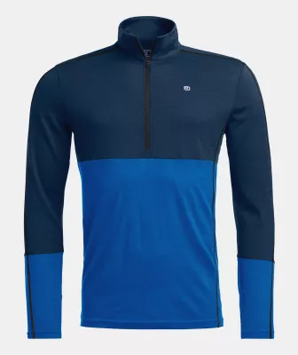 ORTOVOX M 185 ROCK'N'WOOL ZIP NECK deep ocean pánské tričko | L