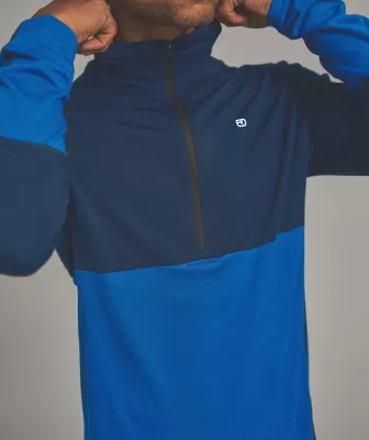 ORTOVOX M 185 ROCK'N'WOOL ZIP NECK deep ocean pánské tričko