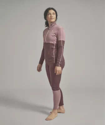 ORTOVOX W 185 ROCK'N'WOOL ZIP NECK dusk rose dámské tričko