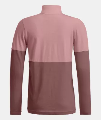 ORTOVOX W 185 ROCK'N'WOOL ZIP NECK dusk rose dámské tričko